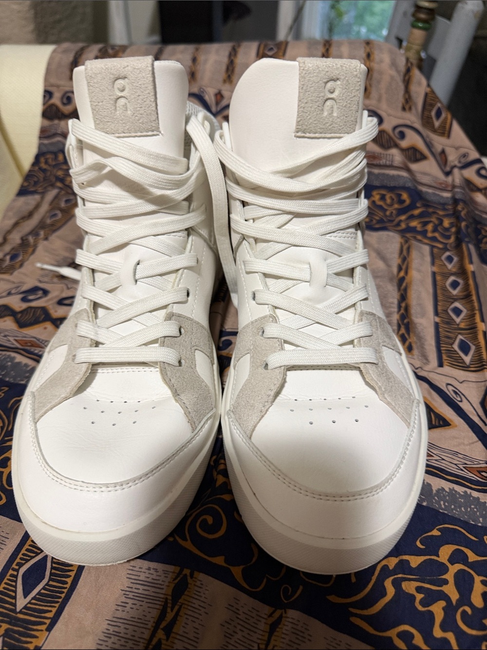 On Running High-Top Sneakers in White and Light Gray